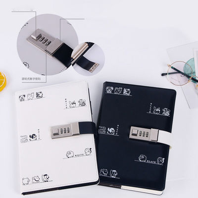 Hardcover A5 Pu Leather Diary with Coded Lock Promotion Journal Pen Notebook Set