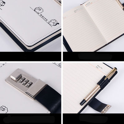 Hardcover A5 Pu Leather Diary with Coded Lock Promotion Journal Pen Notebook Set