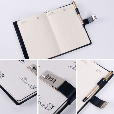 Hardcover A5 Pu Leather Diary with Coded Lock Promotion Journal Pen Notebook Set
