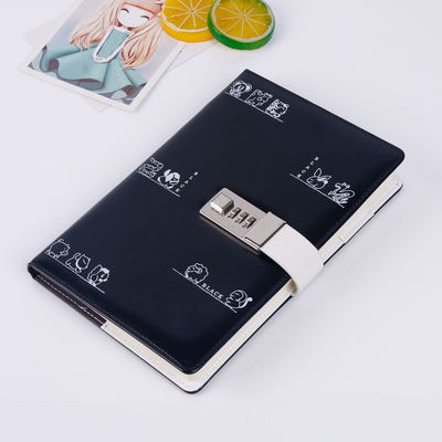 Hardcover A5 Pu Leather Diary with Coded Lock Promotion Journal Pen Notebook Set
