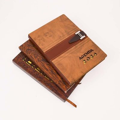A5 Size Notepad Custom Printed Luxury Bamboo Wood Cover Notebook for Business Gift