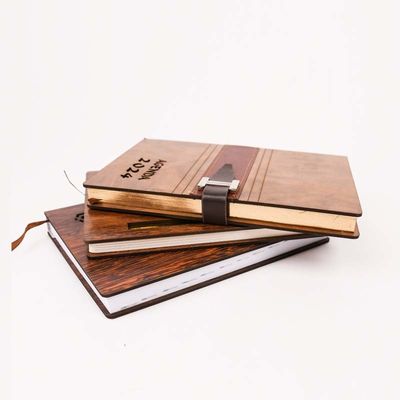 A5 Size Notepad Custom Printed Luxury Bamboo Wood Cover Notebook for Business Gift